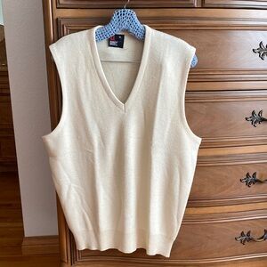 Robert Bruce Cream V-Neck Sweater Vest - Classic Knit
